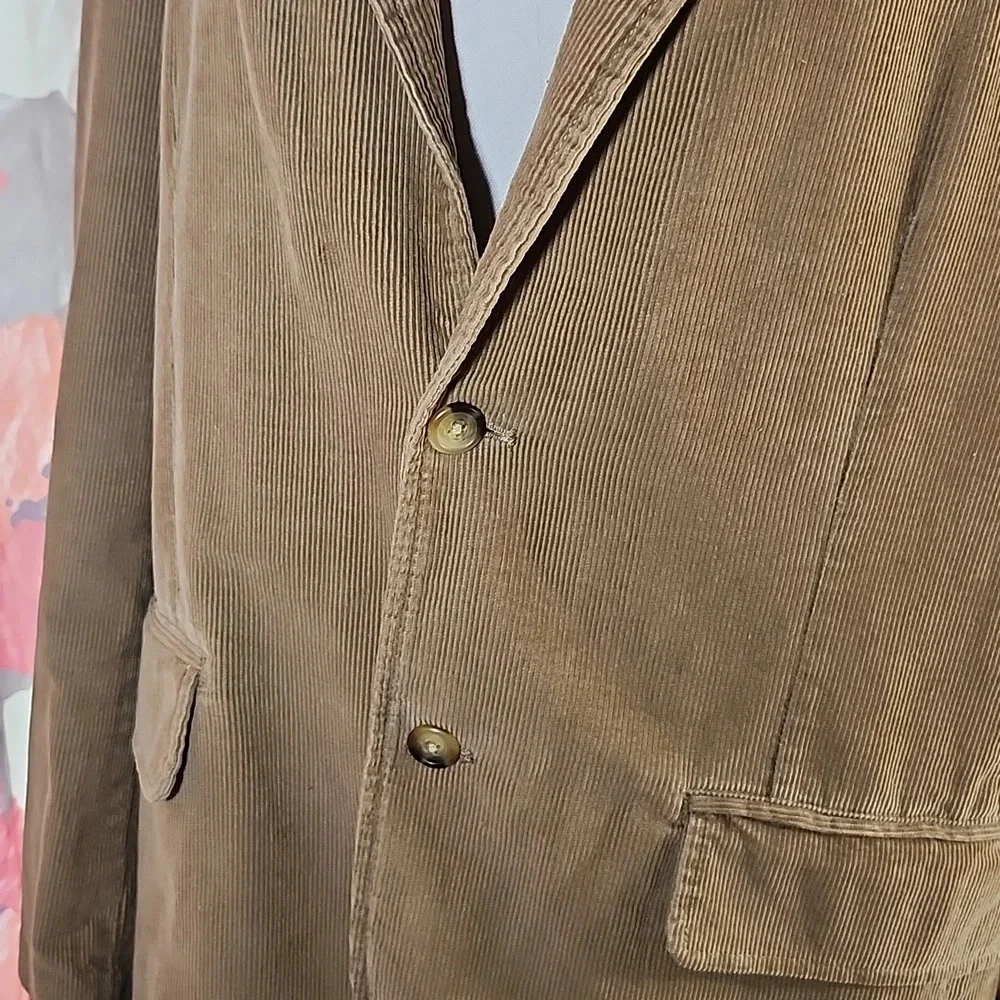 J.Crew Tan/Brown Corduroy Blazer – Men’s Size L, 2‑Button Classic Sport Coat